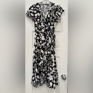 Time and Tru Black and White Floral High Low Dress